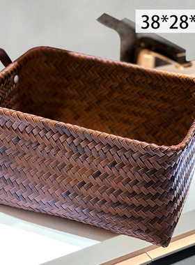 美式高级收纳筐脏衣服篮仿藤编pu把手洗衣桶零食玩具脏衣篓网红款