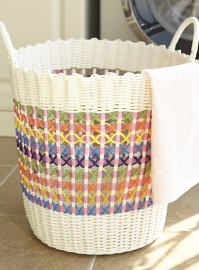 轻奢脏衣服收纳筐洗衣篮藤编蓝装放衣物玩具的框家用网红款衣篓桶