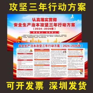 认真贯彻落实安全生产治本攻坚三年行动宣传栏十五条硬措施海报画