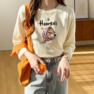 T恤 春夏母乳喂奶上衣纯棉潮妈产后打底衫 长袖 哺乳上衣外出辣妈款