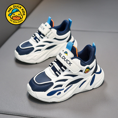 G.Duck.Hello哈罗小黄鸭男童运动鞋防水皮面秋款软底防滑中小童鞋