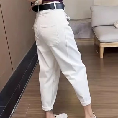 夏季薄款白色老爹牛仔裤