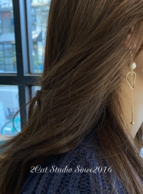 【2CAT】14k金法式复古不规则流苏高级感棉花珍珠耳环女长款气质