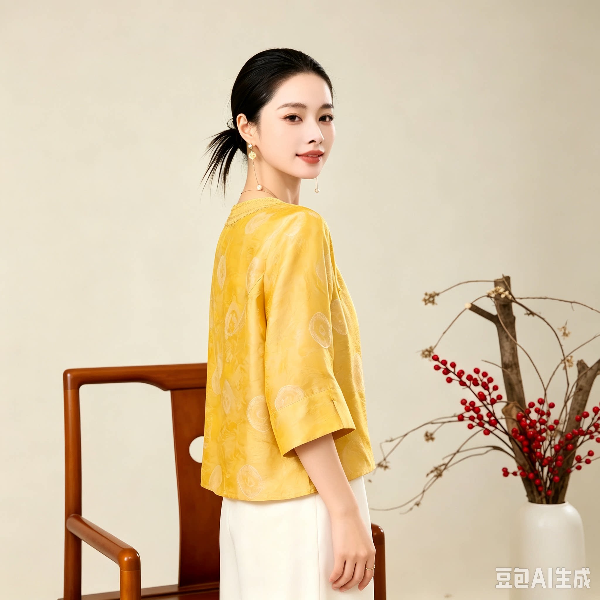 2026款气质优雅七分袖衬衫女圆领套头洋气上衣