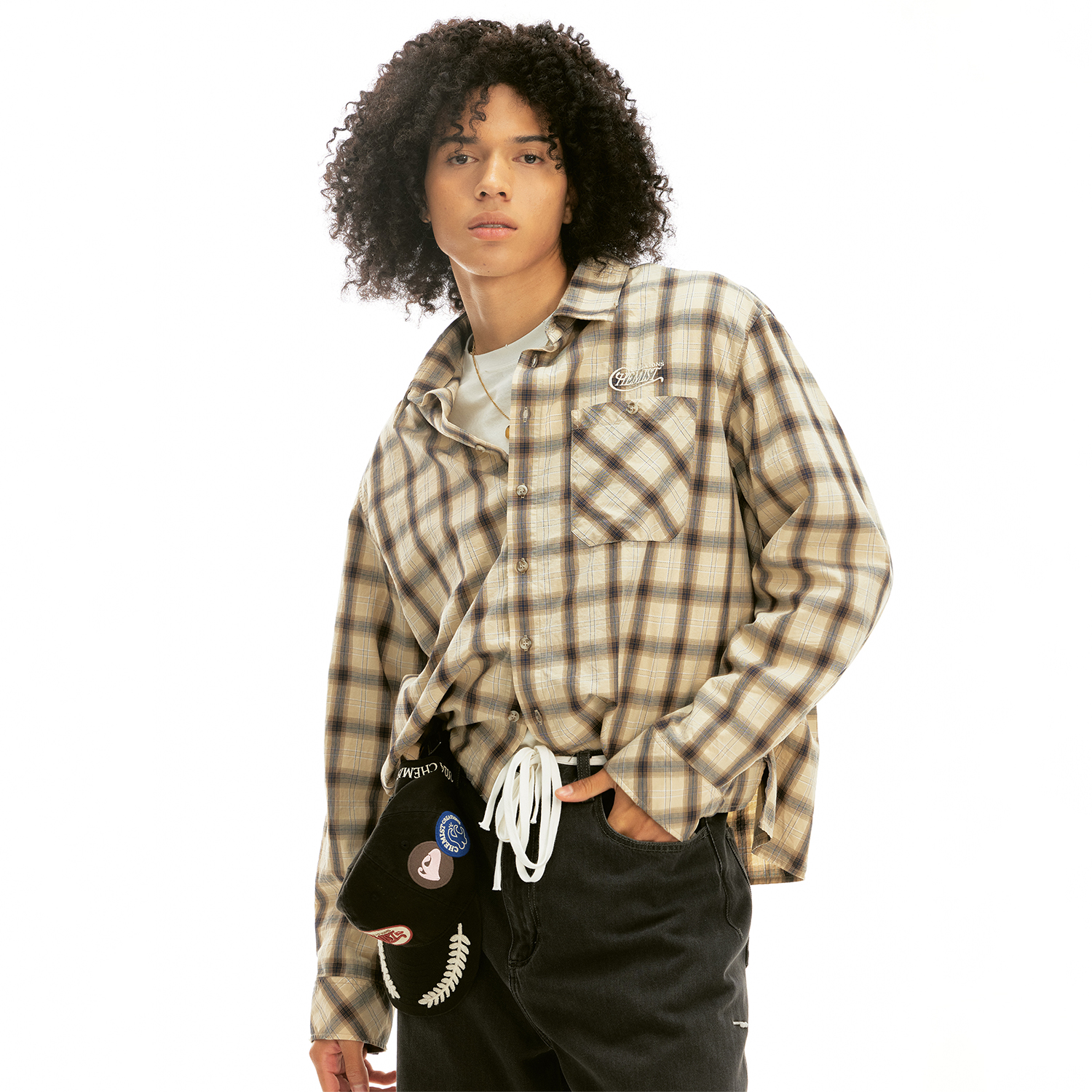 化学制品 短短的复古格纹衬衫 T5_KHI_SHIRT