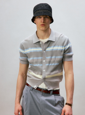 化学制品 针织短袖开衫  S1_BWN/YLW_CRM/BLU_KNITPOLO