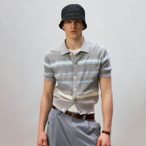 化学制品 针织短袖开衫  S1_BWN/YLW_CRM/BLU_KNITPOLO