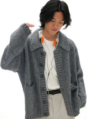 化学制品 三上健一的开衫毛衣 K2_GRY_KNIT