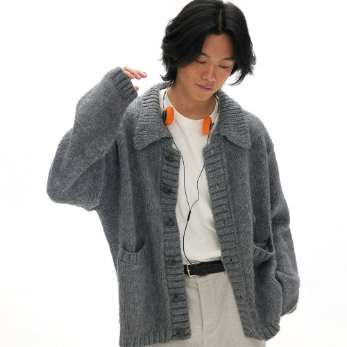 化学制品 三上健一的开衫毛衣 K2_GRY_KNIT