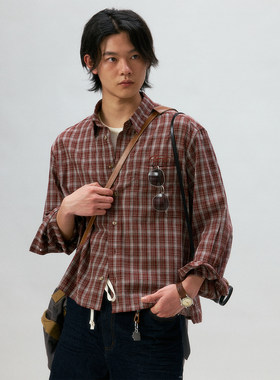 化学制品 木村拓哉的红格纹长袖衬衫  S1_RED_SHIRT
