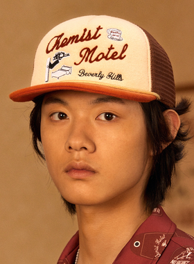 化学制品 汽车旅馆 复古刺绣卡车帽 C6_BWN/CRM_CAP