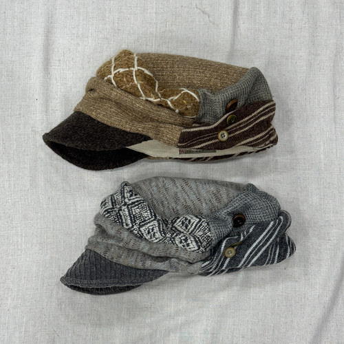 化学制品 札幌冬日暮雪 毛织拼布翘檐帽 C5_GRY_YLW_CAP