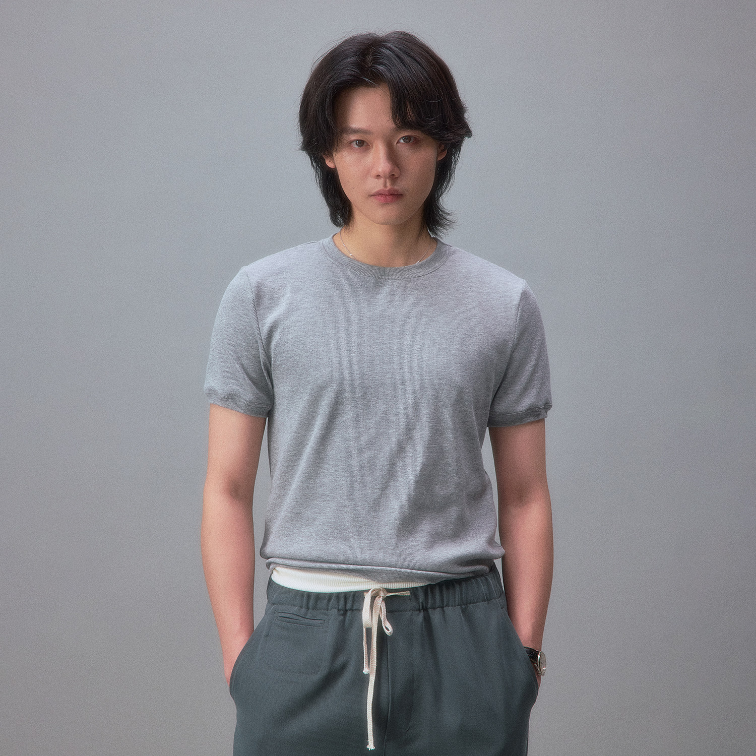 化学制品 冲绳沙滩民宿 雪花罗纹小T恤 T1_BLK/GRY_TSHIRT_260G