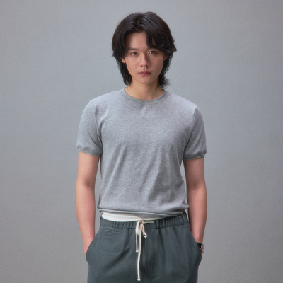 化学制品 冲绳沙滩民宿 雪花罗纹小T恤  T1_BLK/GRY_TSHIRT_260G