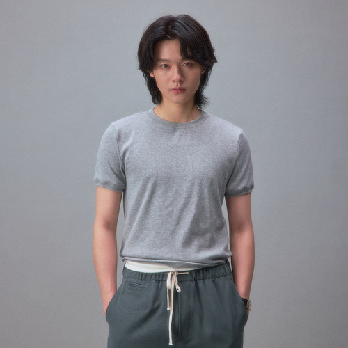 化学制品 冲绳沙滩民宿 雪花罗纹小T恤  T1_BLK/GRY_TSHIRT_260G