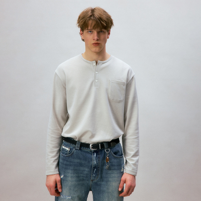 化学制品 皮特的亨利领华夫格T恤  T4_GRY_LONGSLEEVES_250G