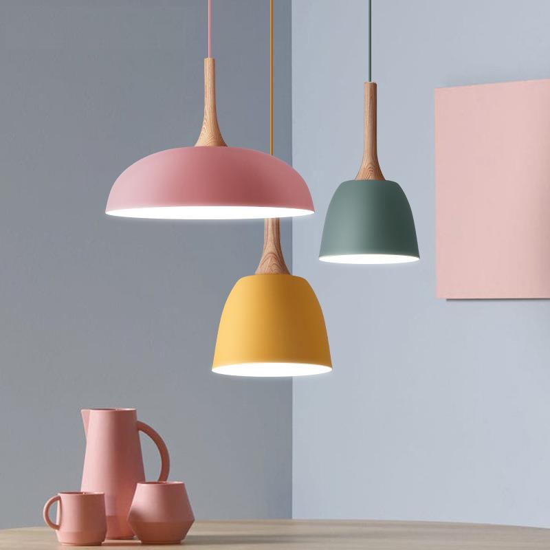 北欧创意餐厅铝材吊灯现代简约咖啡厅酒吧吧台客厅铝材木艺吊灯