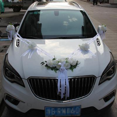 新款婚庆结婚用品婚车装饰套装车头拉花主婚车仿真花车布置装饰