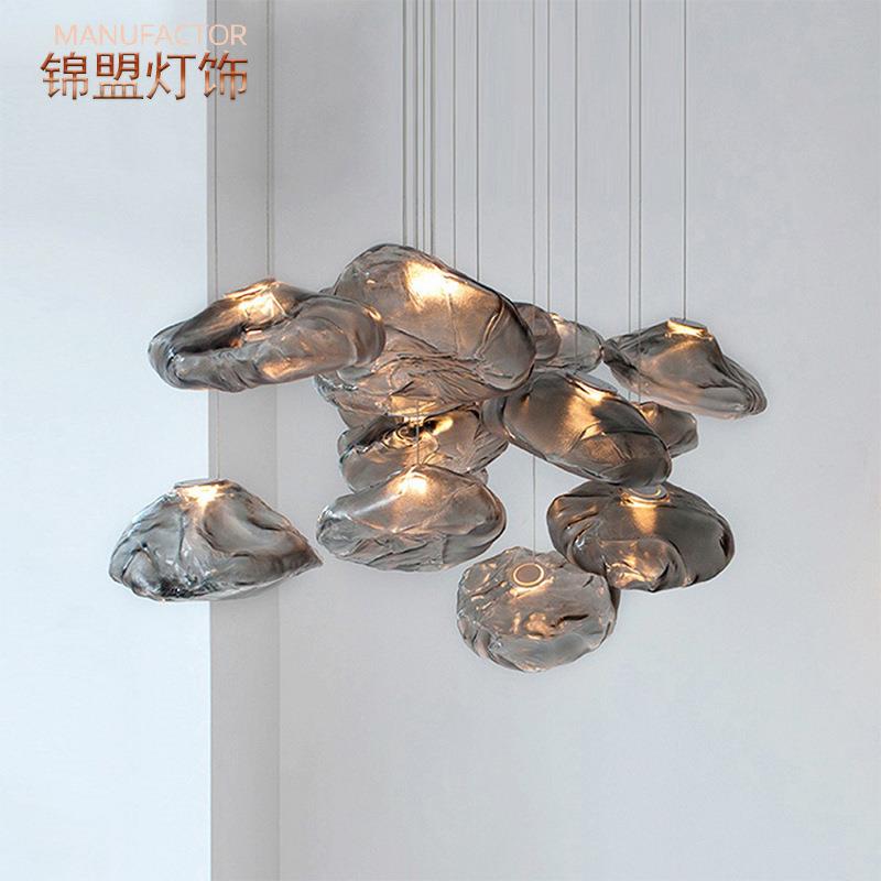 北欧简约玻璃艺术云朵吊灯创意个性餐厅吧台别墅样板间展厅楼梯灯