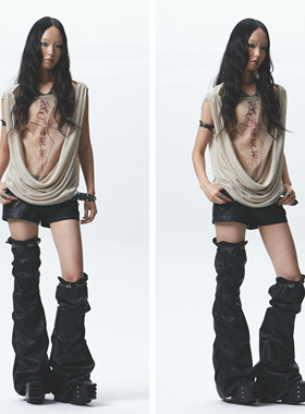 NONAME SPACE重工软皮短裤腿套套装（赠腿套的皮带）