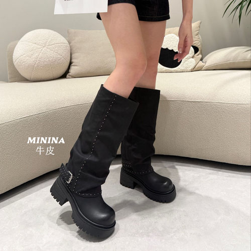 纯皮长靴子女舒适轻便软底高端鞋