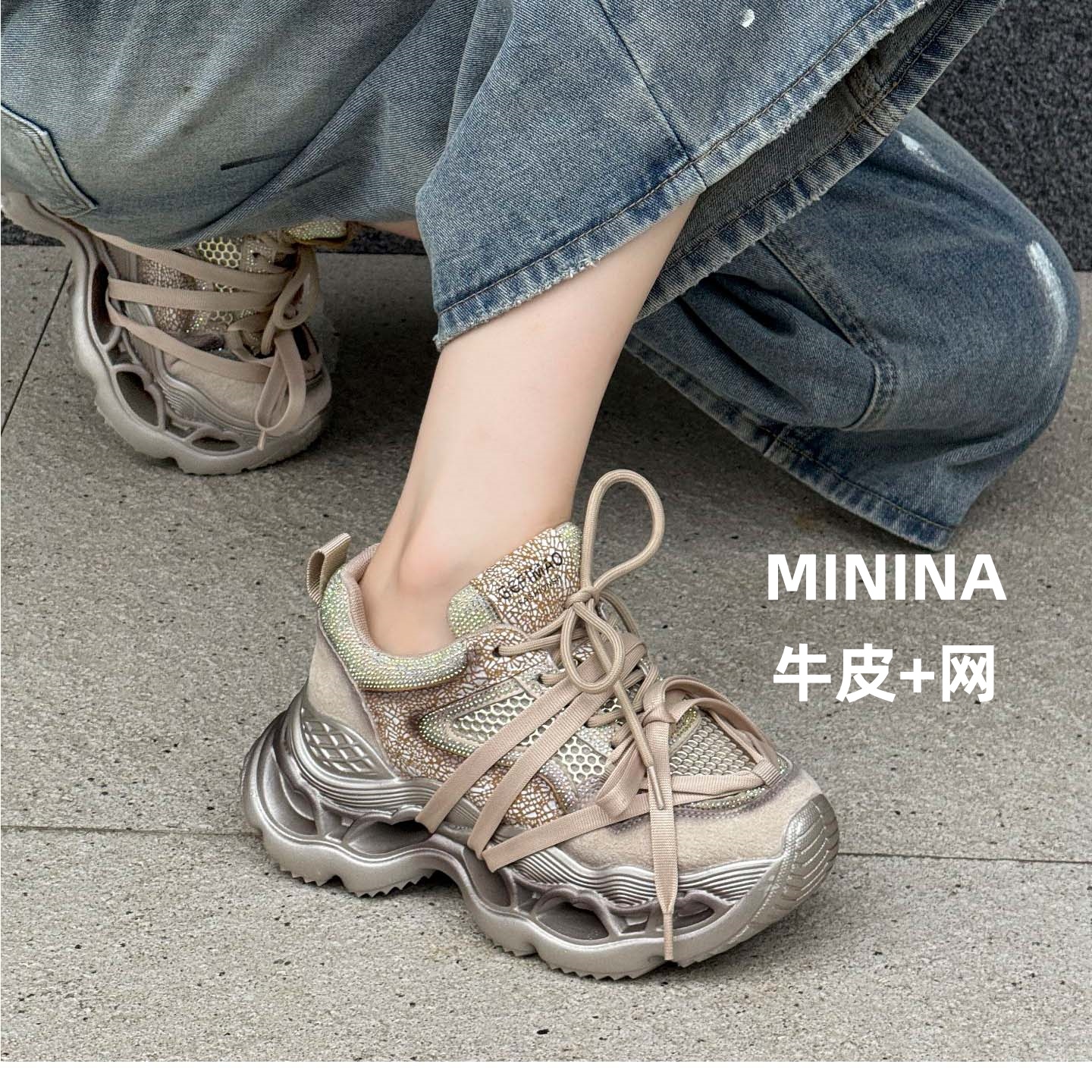 纯皮轻便软底老爹鞋广州高端鞋