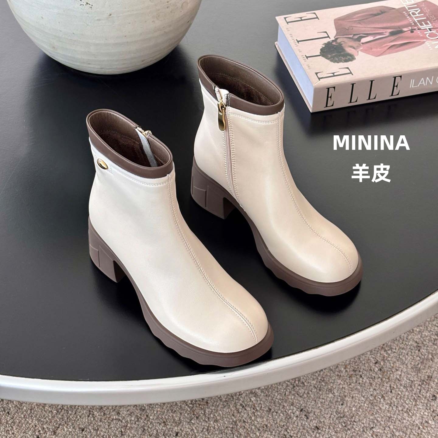 羊皮时装短靴舒适轻便软底高端