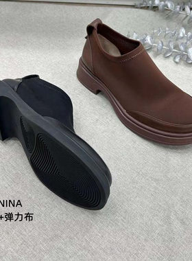 单鞋乐福鞋舒适软底牛皮弹力布