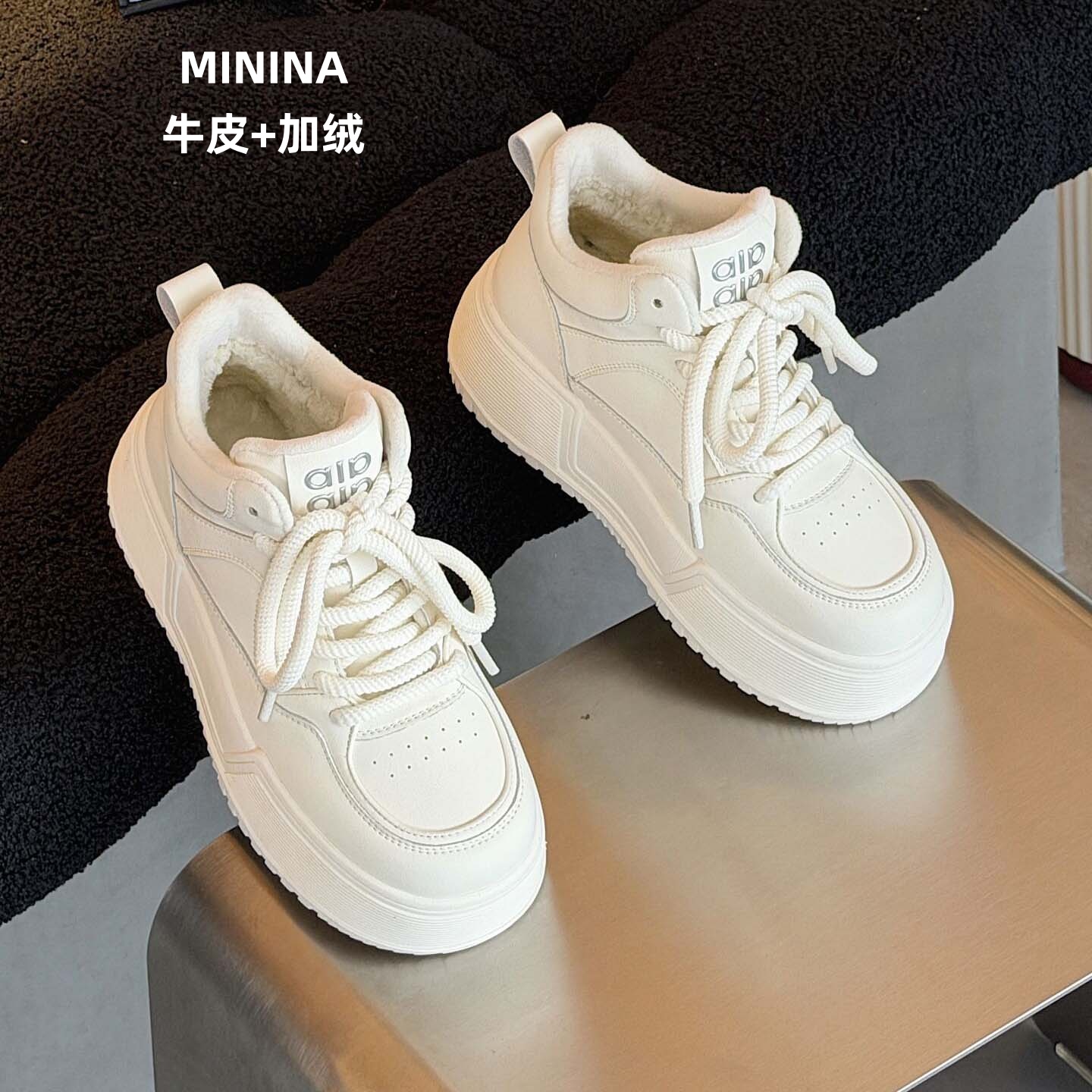 纯皮加绒小白鞋轻便软底广州高端