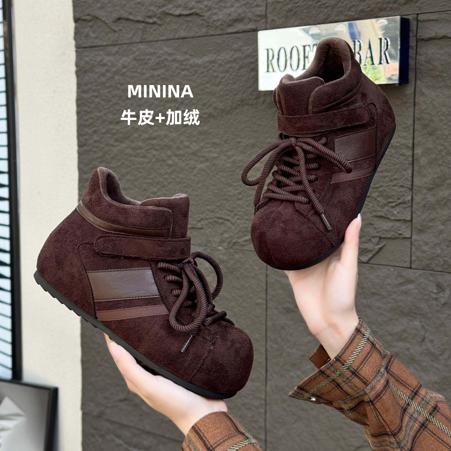 纯皮加绒休闲运动鞋舒适软底高端