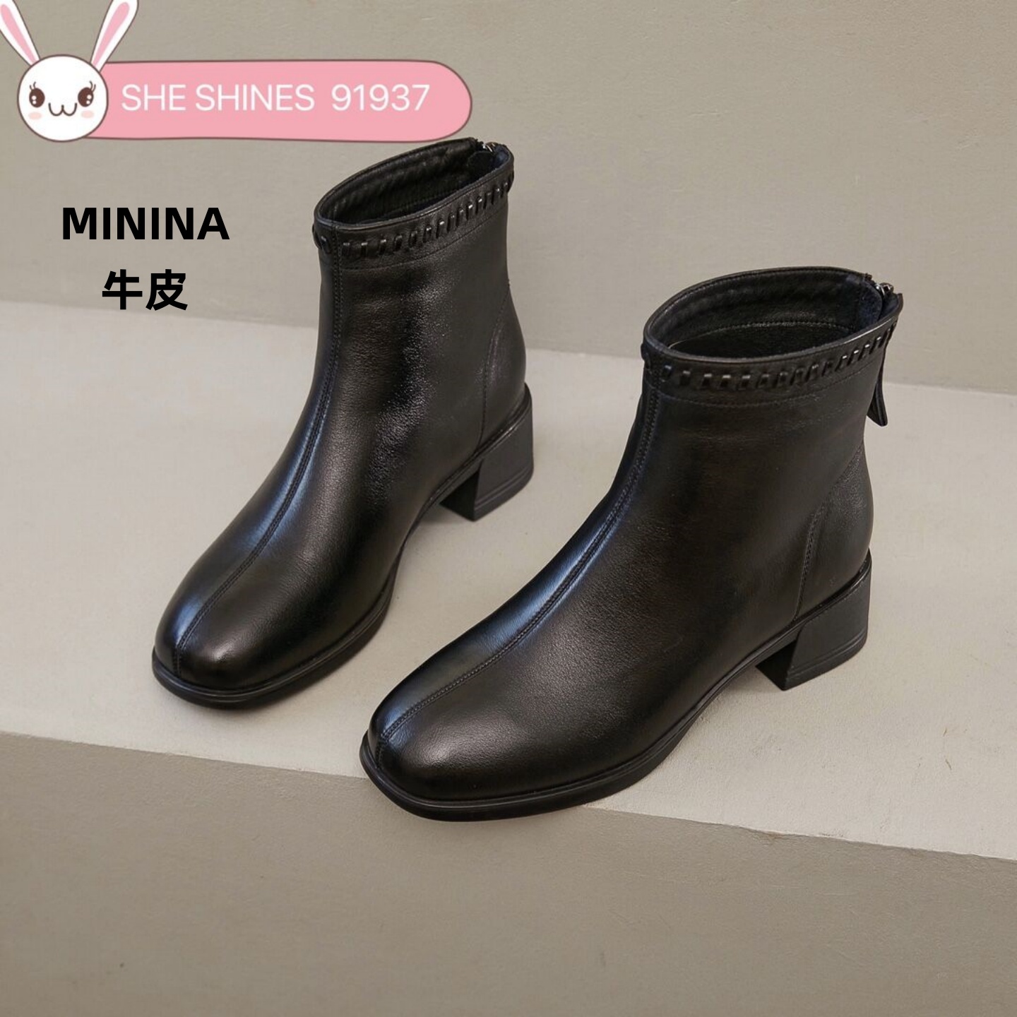 纯皮时尚短靴舒适软底软面高端