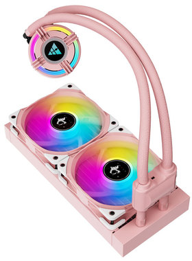 金河田星辰S240/360一体式CPU水冷散热器5VRGB白色粉色支持12代U