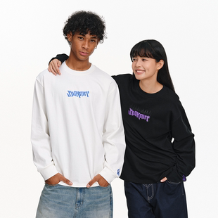 BURNIN*火焰横排LOGO长袖T恤男秋季新款基础休闲宽松情侣同款上衣