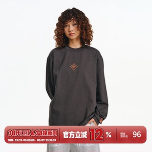 BURNIN*小火苗飞镖胸前长袖T恤男女简约美式街头休闲宽松上衣百搭