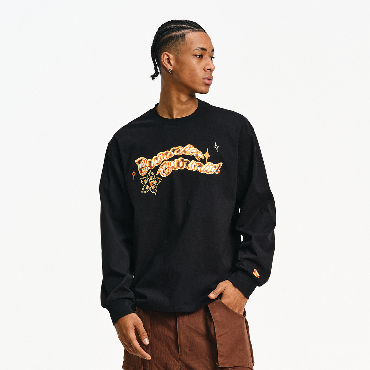 BURNIN*贴布刺绣扭曲logoT恤纯棉休闲风上衣男士潮流百搭宽松卫衣,男装,T恤,淘宝优惠券,粉丝福利购,淘宝优惠卷