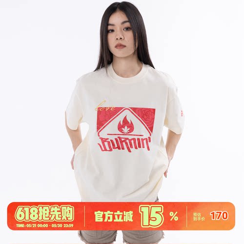 玫瑰方片短袖T恤男女街头宽松