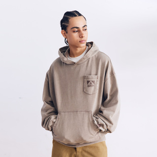 BURNIN*「97’series」磨损方片logo洗水做旧连帽卫衣情侣装帽衫