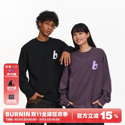 火苗字母长袖T恤男女同款