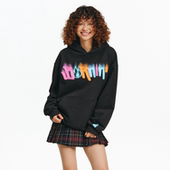 休闲宽松街头帽衫 BURNIN 小火苗流星雨连帽卫衣男女同款 上衣百搭