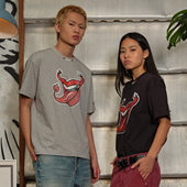 BURNIN T恤百搭夏 街头复古宽松半袖 辣椒火焰嘴唇印花短袖 男女美式