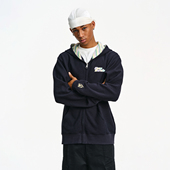 BURNIN 马卡龙条纹华夫格拉链卫衣长袖 休闲连帽卫衣街头潮流百搭