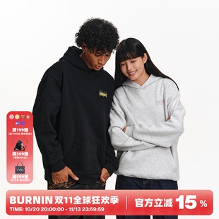 BURNIN*火焰横排连帽卫衣男春夏新款休闲宽松情侣上衣帽衫百搭潮