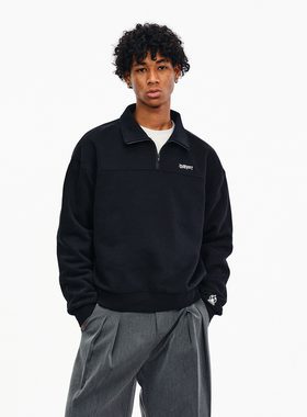 BURNIN*左胸口横排logo半拉链Polo领卫衣男女秋冬休闲运动上衣潮