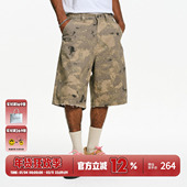 迷彩做旧休闲短裤 男夏季 美式 BURNIN 街头潮流宽松直筒五分裤 百搭