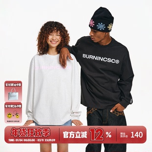 BURNIN*CSC火苗飞镖长袖T恤男基础休闲美式街头宽松上衣百搭国潮