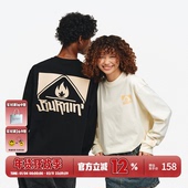 BURNIN 上衣百搭潮 休闲宽松情侣衫 基础圆领方片logo长袖 T恤男秋季