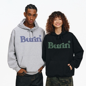 BURNIN 小火苗正胸口融合LOGO连帽卫衣男秋休闲宽松重磅帽衫 上衣