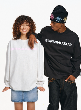 BURNIN*CSC火苗飞镖长袖T恤男基础休闲美式街头宽松上衣百搭国潮