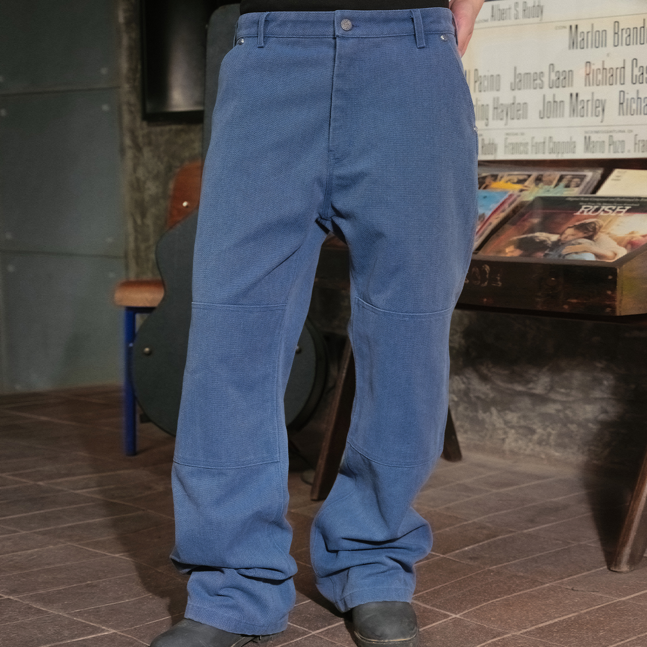 洗水帆布直筒工装长裤