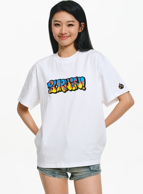 BURNIN*「WORDPLAY」火焰涂鸦印花短袖T恤宽松休闲情侣国潮牌上衣